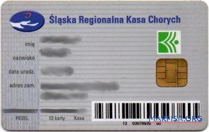 Realistic Poland Silesia Regional health fund health insurance card sample